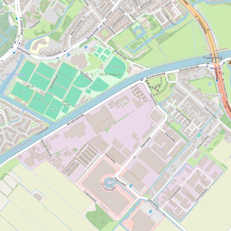 Kaart van de Bennebroekerdijk.