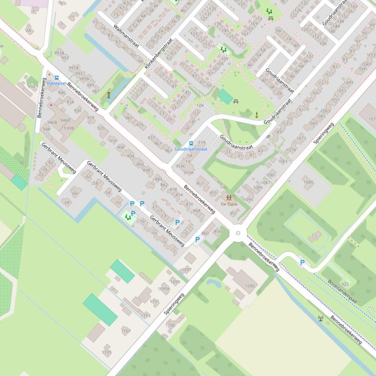 Kaart van de Bennebroekerweg.