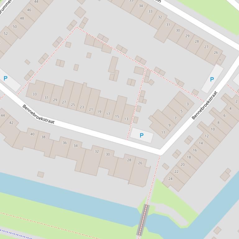 Kaart van de Bennebroekstraat.