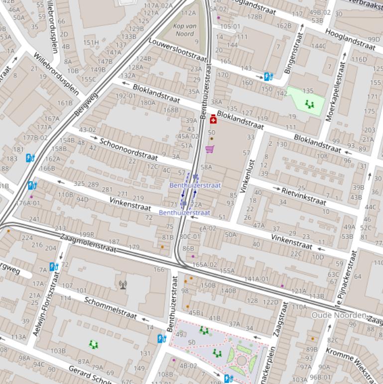 Kaart van de Benthuizerstraat.