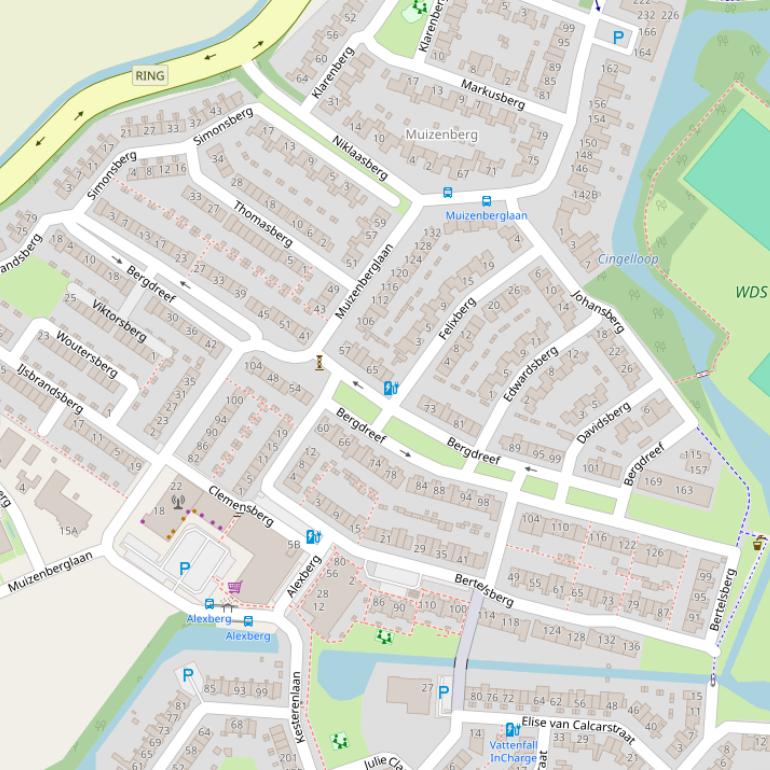 Kaart van de Bergdreef.