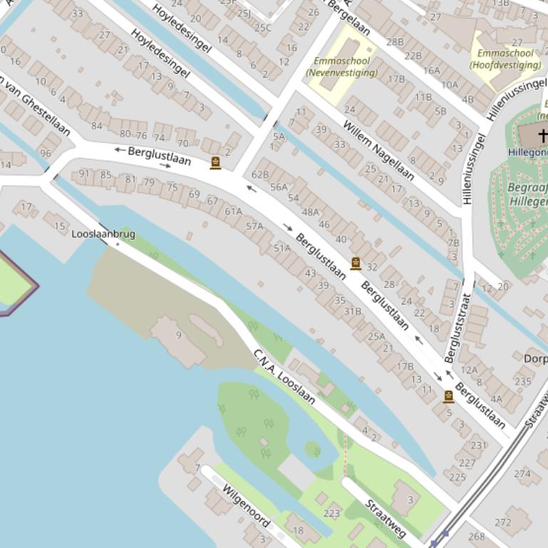 Kaart van de Berglustlaan.