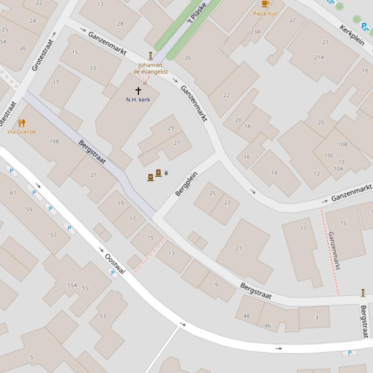 Kaart van het Bergplein.