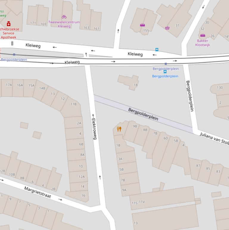 Kaart van het Bergpolderplein.