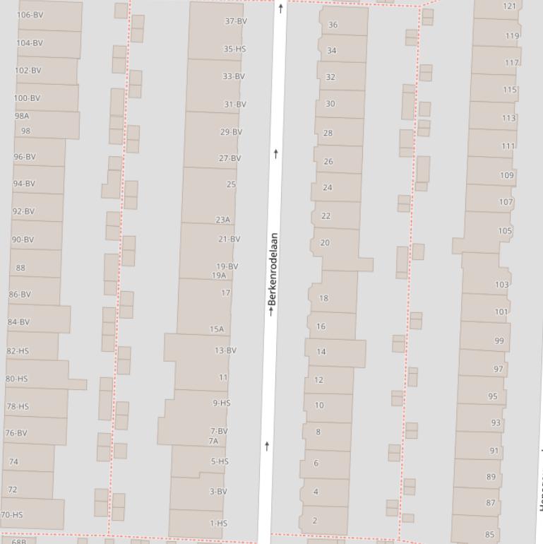 Kaart van de Berkenrodelaan.