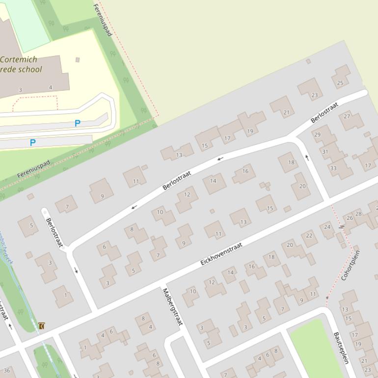 Kaart van de Berlostraat.