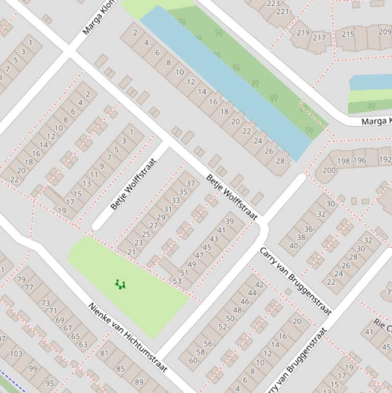 Kaart van de Betje Wolffstraat.