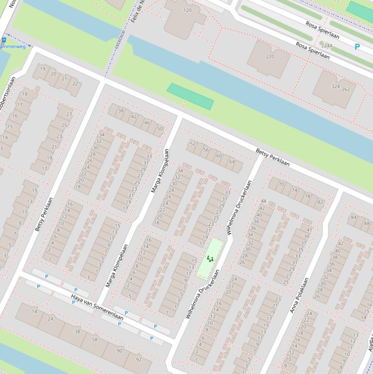 Kaart van de Betsy Perklaan.