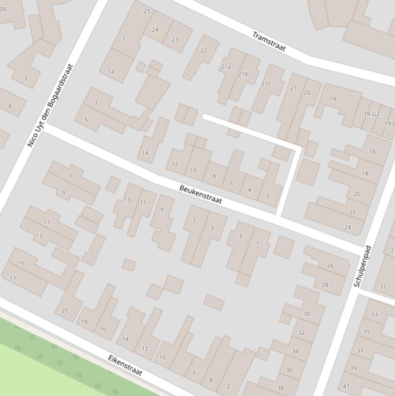 Kaart van de Beukenstraat.