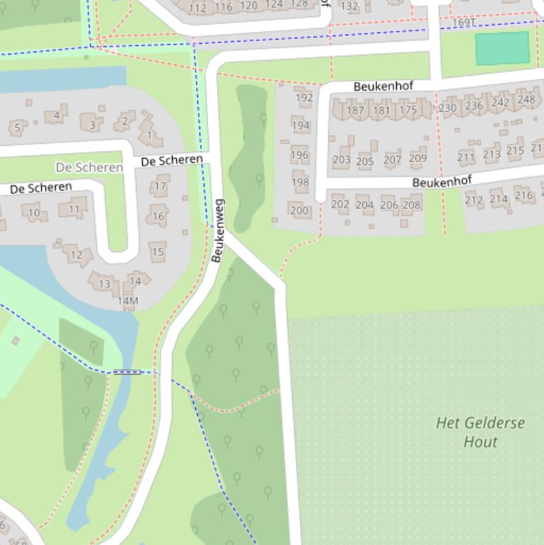 Kaart van de Beukenweg.