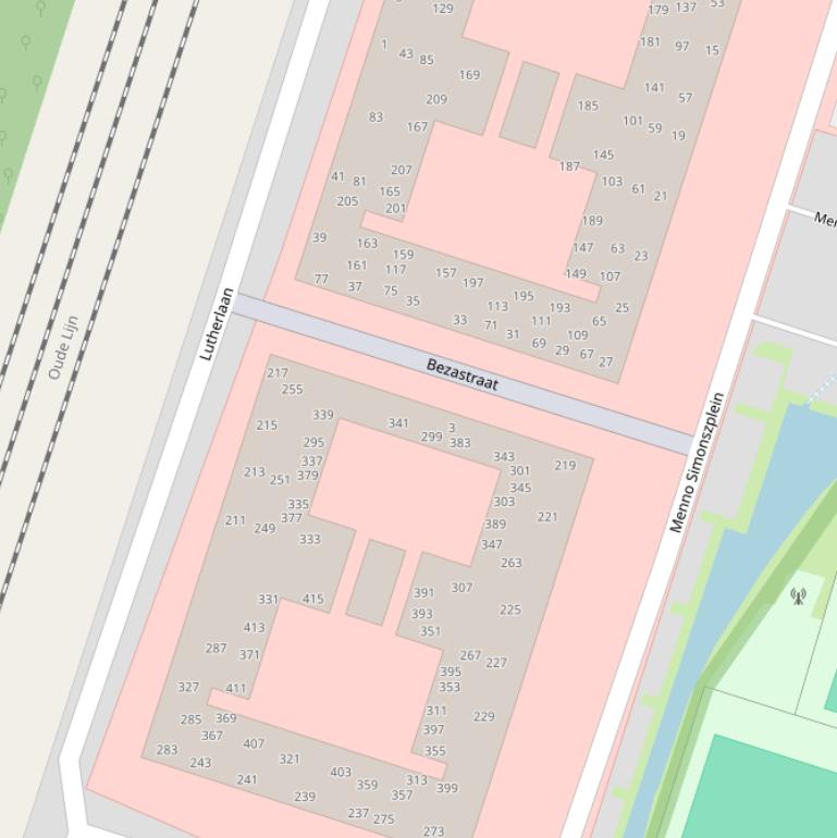 Kaart van de Bezastraat.