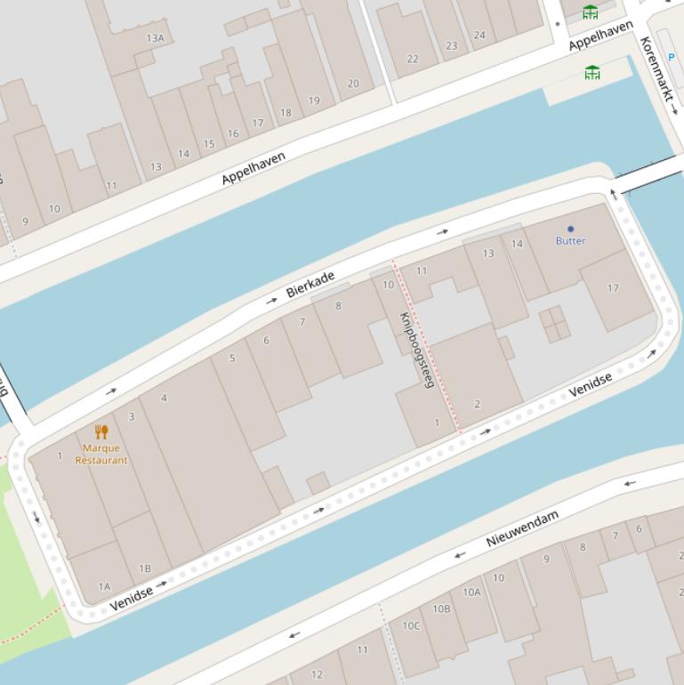 Kaart van de Bierkade.