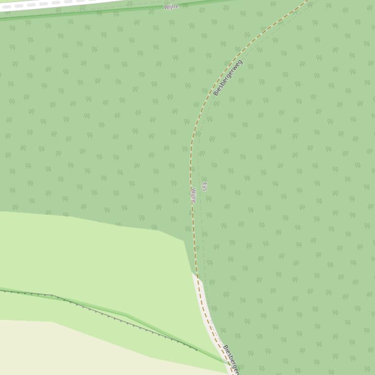 Kaart van de Biesbergerweg.