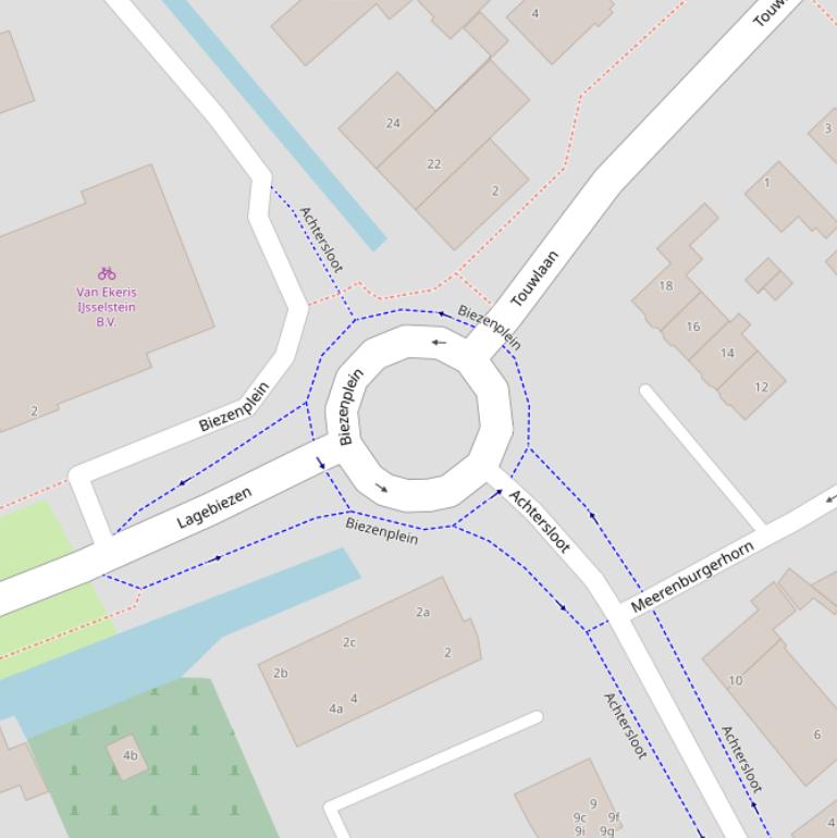 Kaart van het Biezenplein.