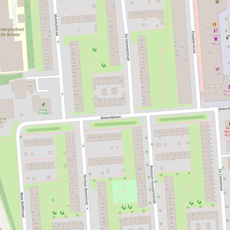 Kaart van de Bilderdijklaan.
