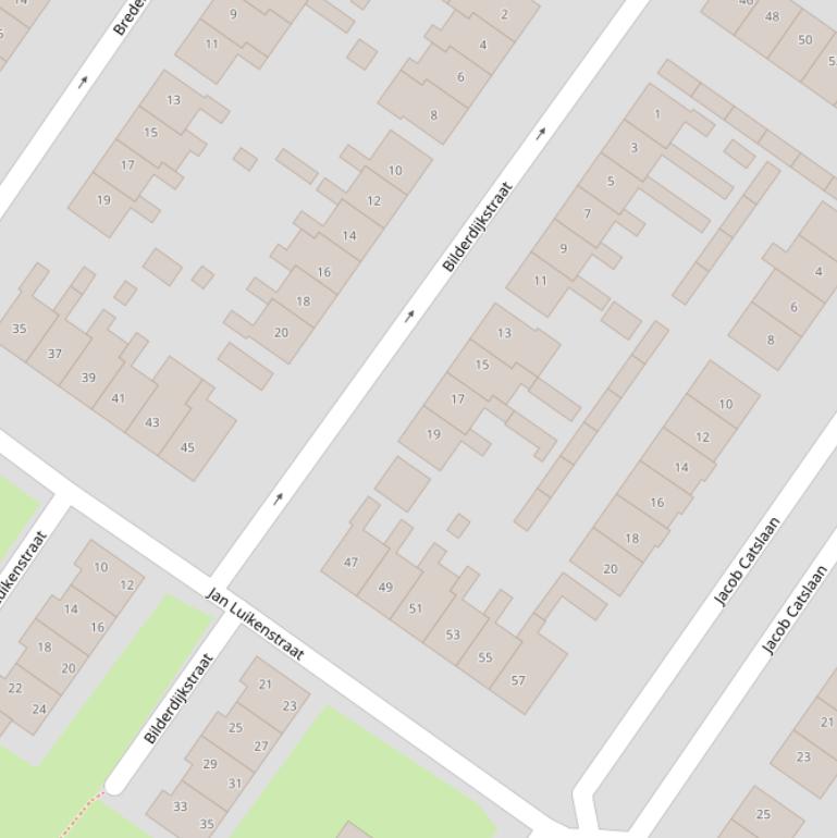 Kaart van de Bilderdijkstraat.