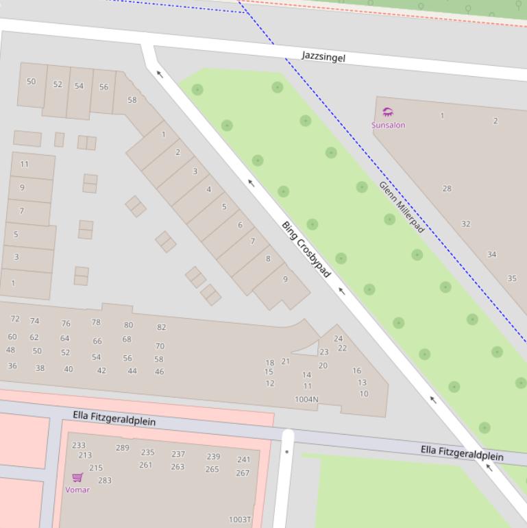 Kaart van het Bing Crosbypad.