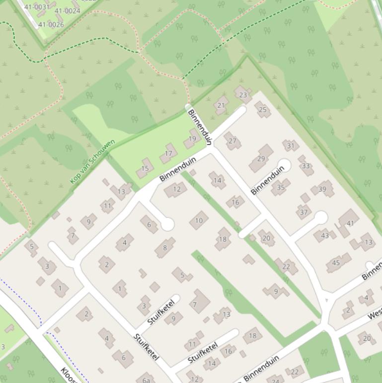Kaart van  Binnenduin.