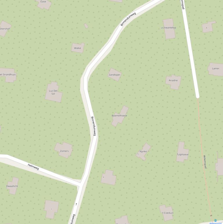 Kaart van de Binnenduinweg.