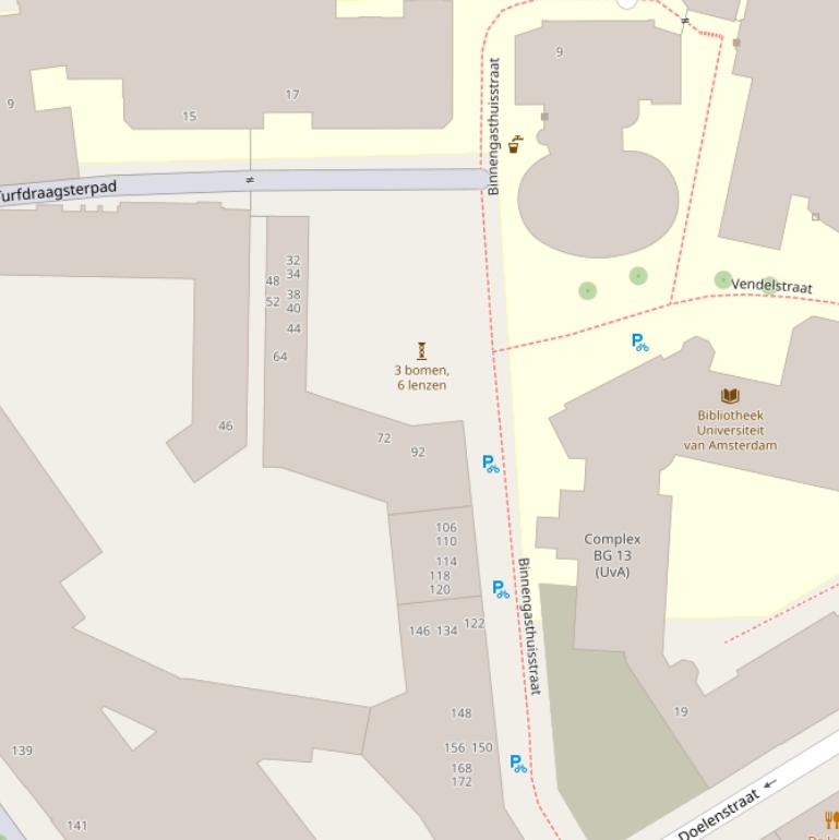 Kaart van de Binnengasthuisstraat.