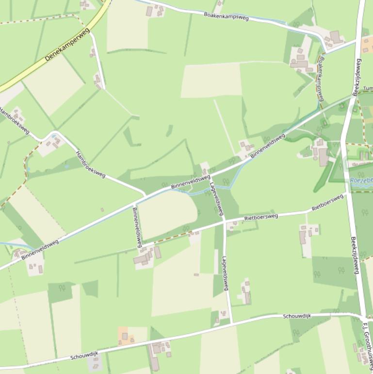 Kaart van de Binnenveldsweg.