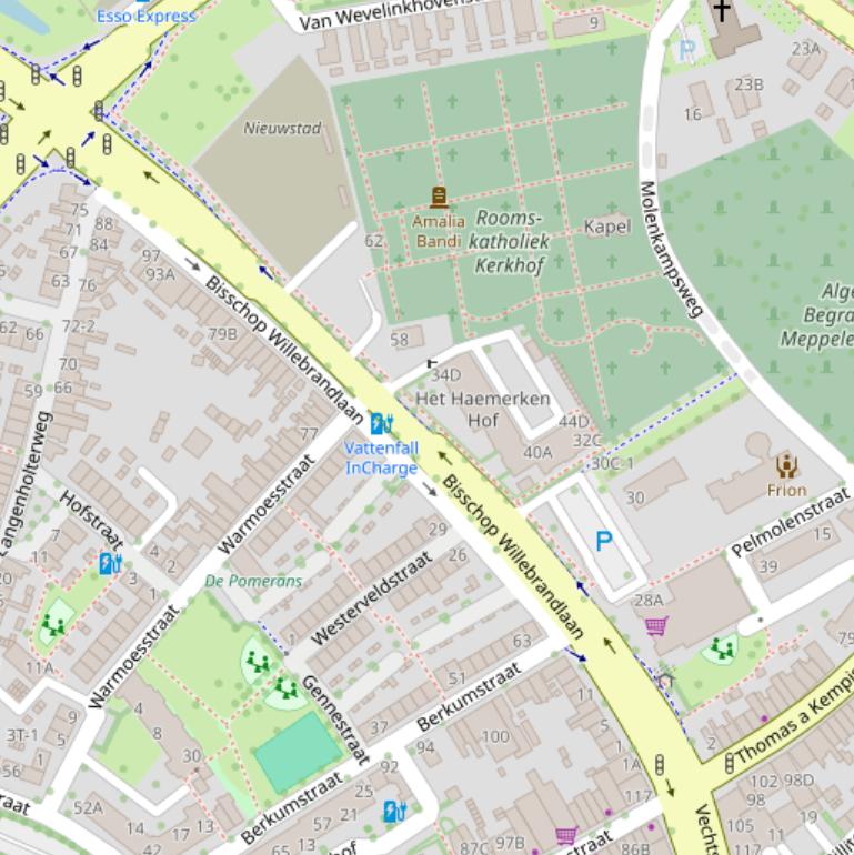 Kaart van de Bisschop Willebrandlaan.