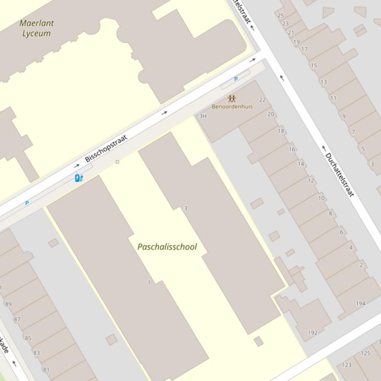 Kaart van de Bisschopstraat.