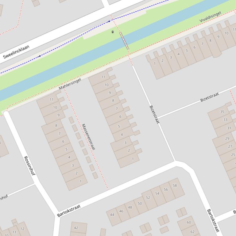 Kaart van de Bizetstraat.