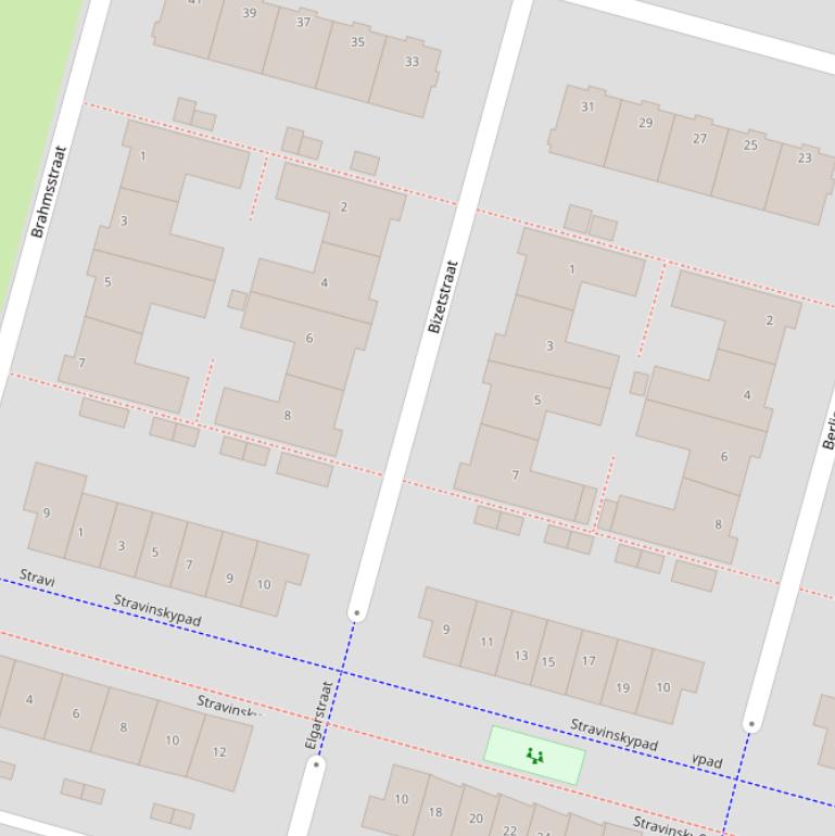 Kaart van de Bizetstraat.