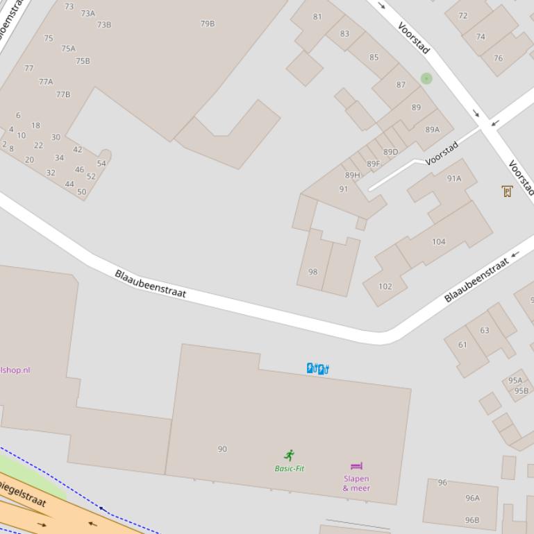 Kaart van de Blaaubeenstraat.