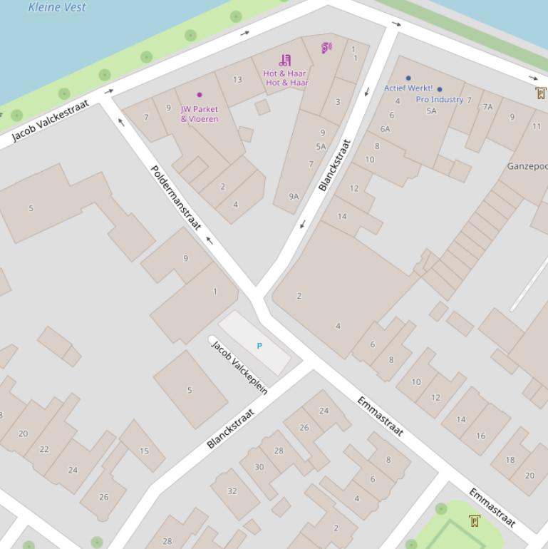 Kaart van de Blanckstraat.