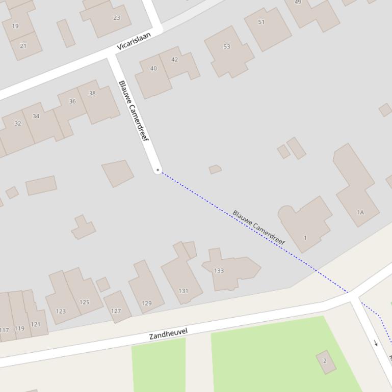 Kaart van de Blauwe Camerdreef.