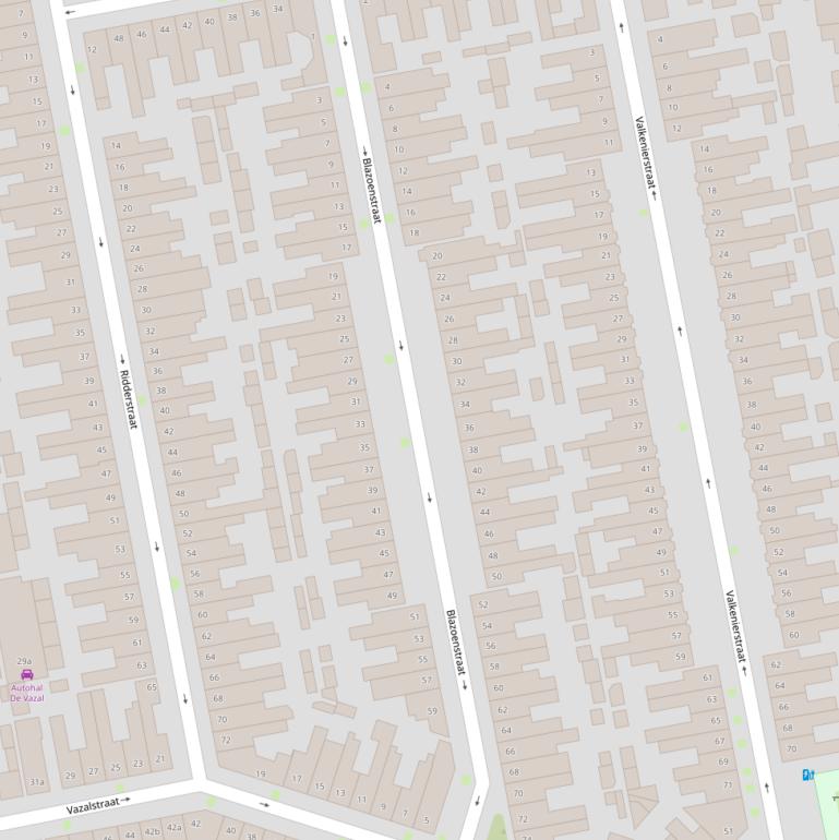 Kaart van de Blazoenstraat.