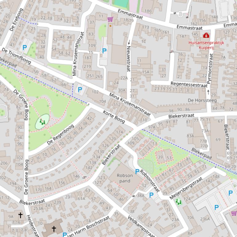 Kaart van het Blekerpad.