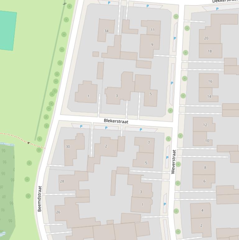 Kaart van de Blekerstraat.