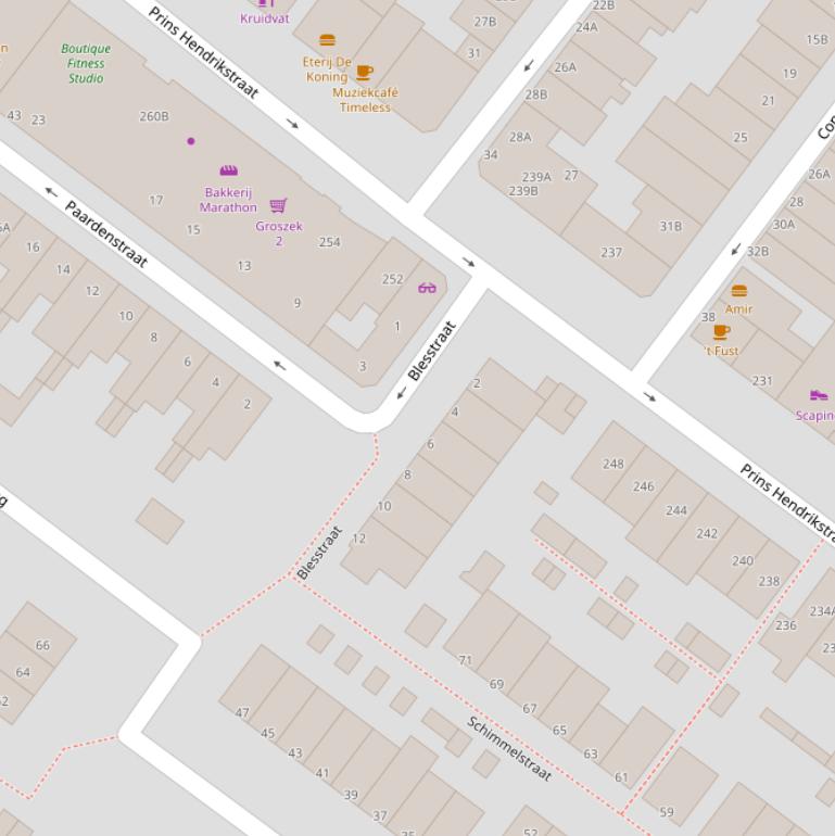 Kaart van de Blesstraat.