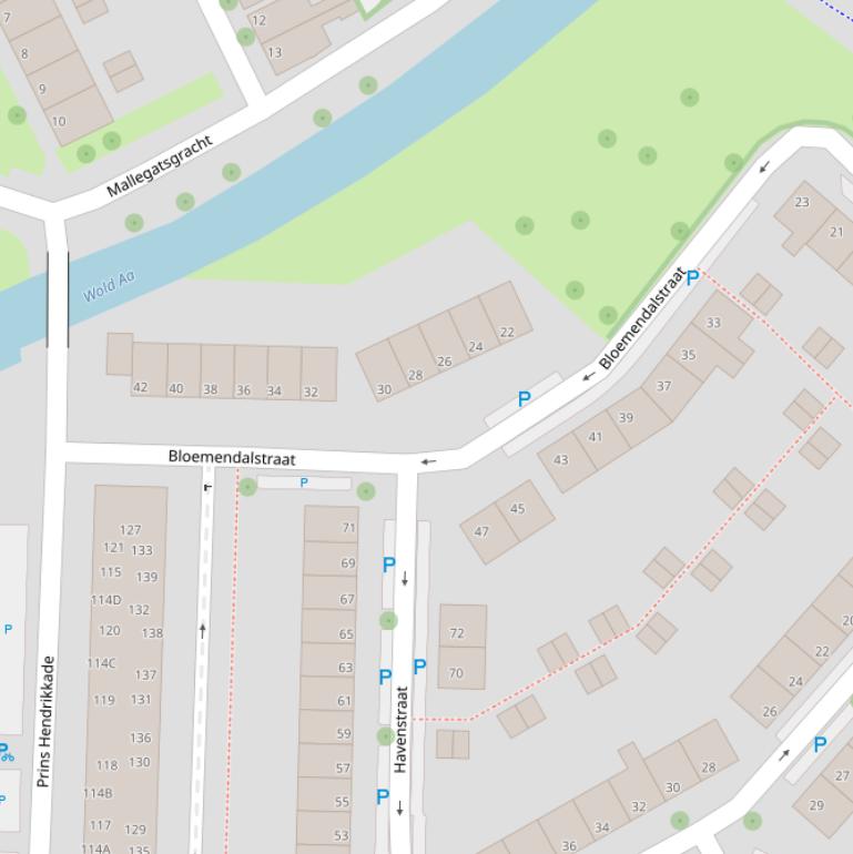 Kaart van de Bloemendalstraat.