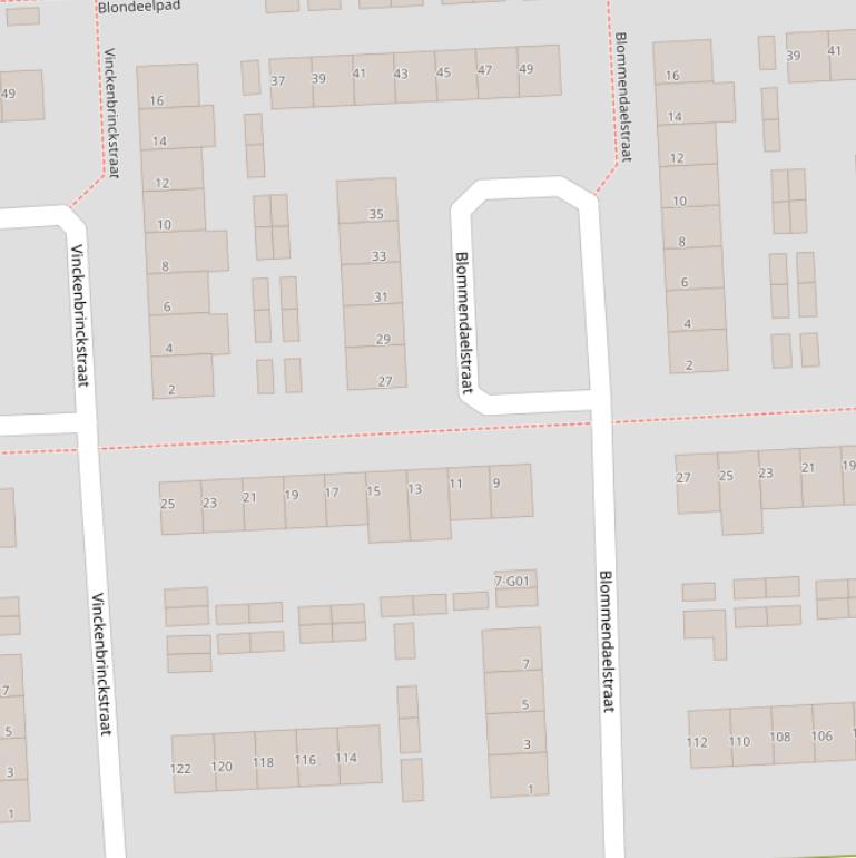 Kaart van de Blommendaelstraat.