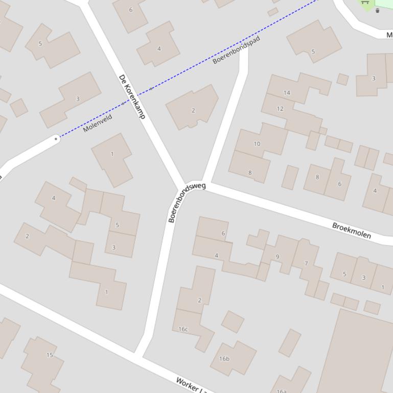 Kaart van de Boerenbondsweg.