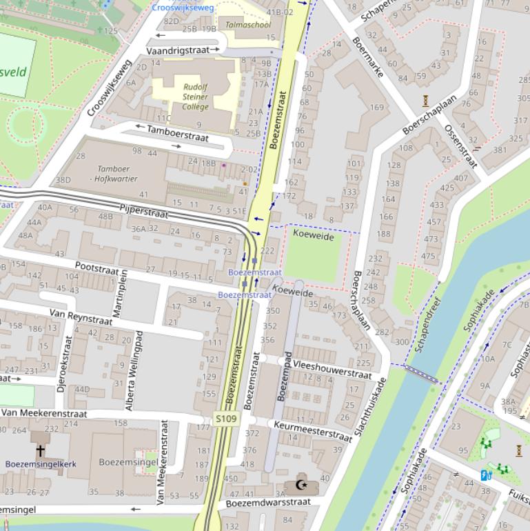 Kaart van de Boezemstraat.