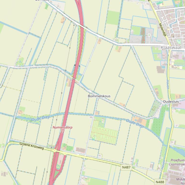 Kaart van de Bommelskoussedijk.