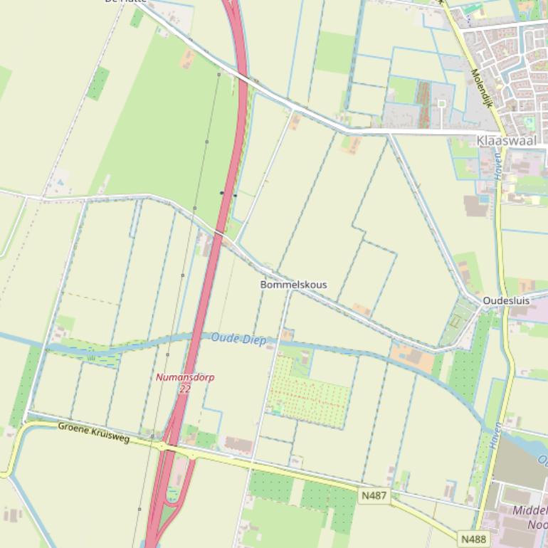 Kaart van de Bommelskoussedijk.