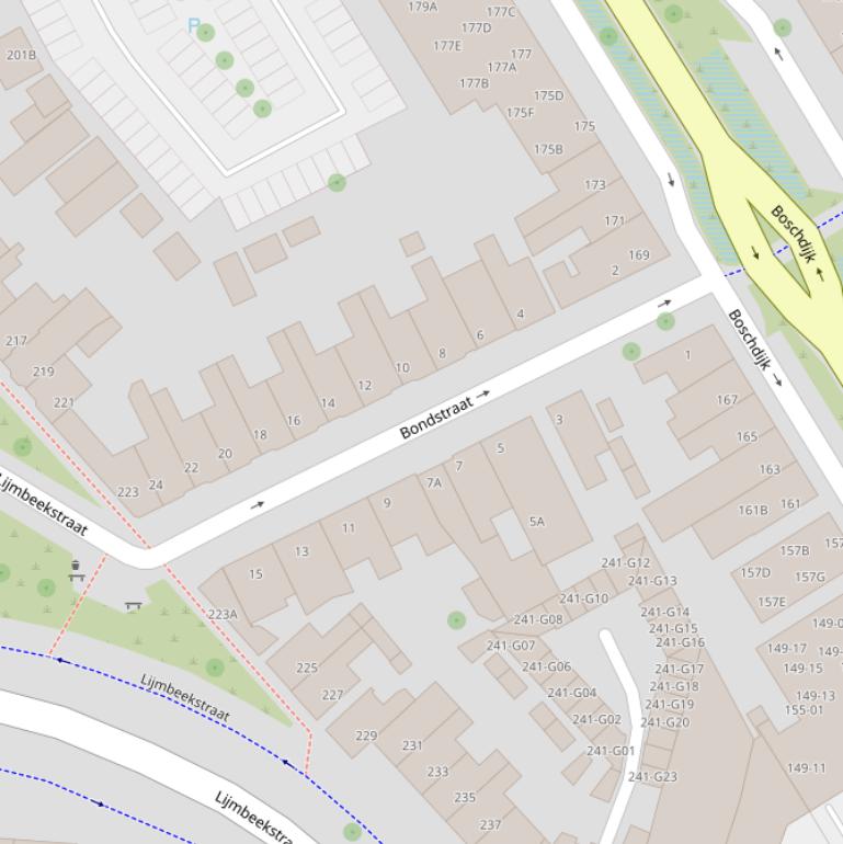 Kaart van de Bondstraat.