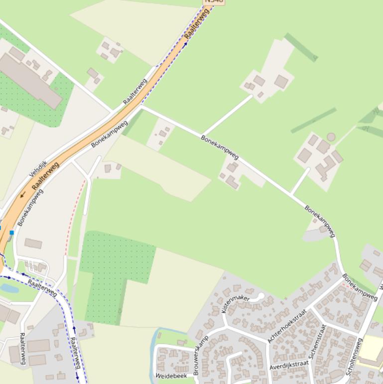 Kaart van de Bonekampweg.