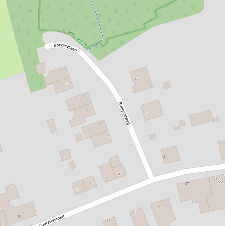 Kaart van de Bongerdweg.