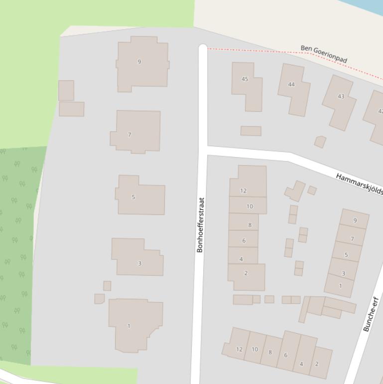 Kaart van de Bonhoefferstraat.