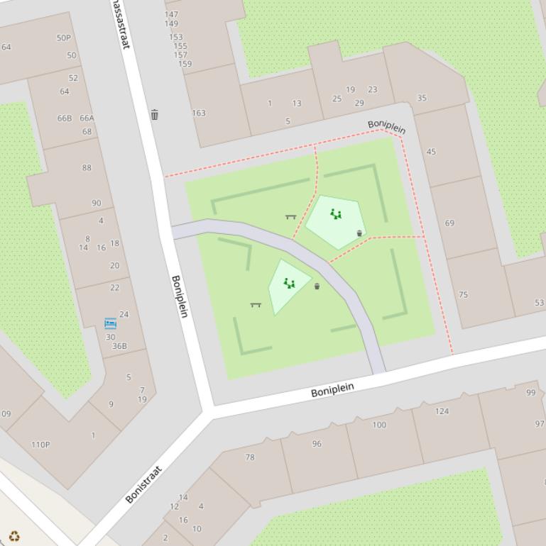 Kaart van het Boniplein.