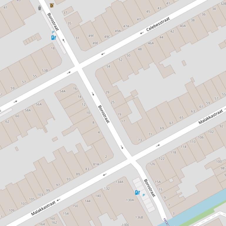 Kaart van de Bonistraat.