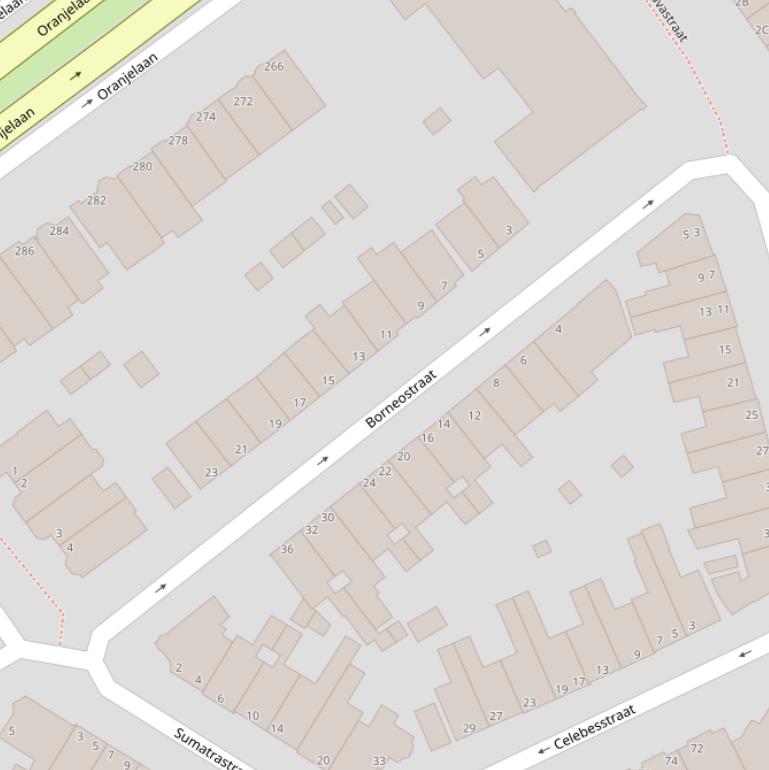 Kaart van de Borneostraat.