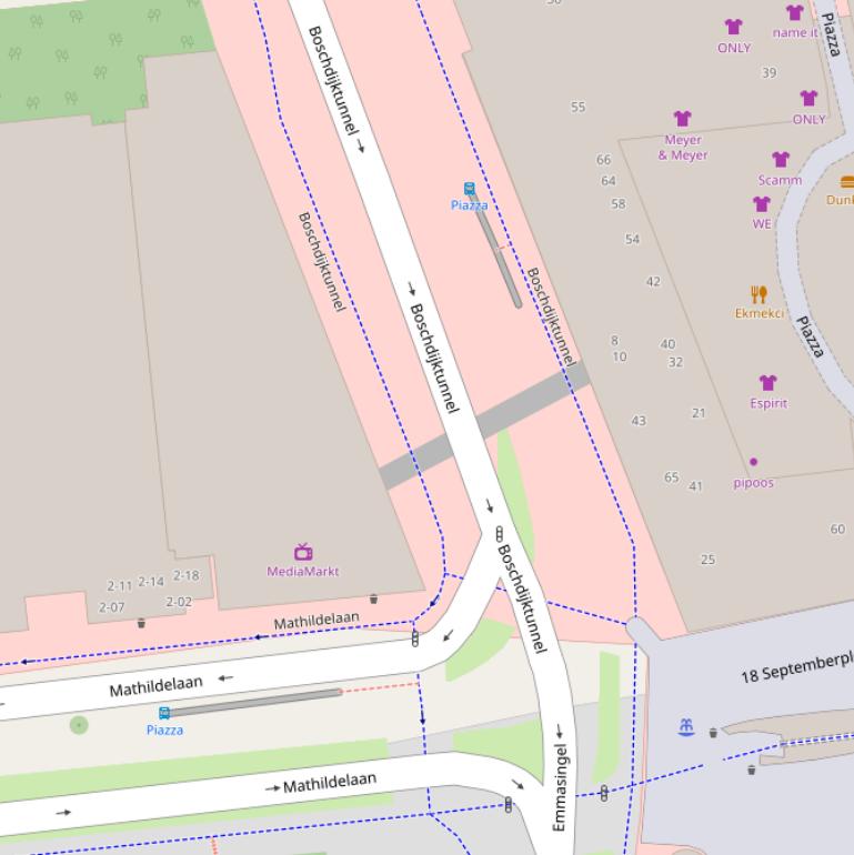 Kaart van de Boschdijktunnel.